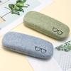 1Pc Pu Leather Eyeglass Box Wood Grain Hard Kit Holder Metal Reading Glasses Case For Men And Women Pu Leather Eyeglass Box