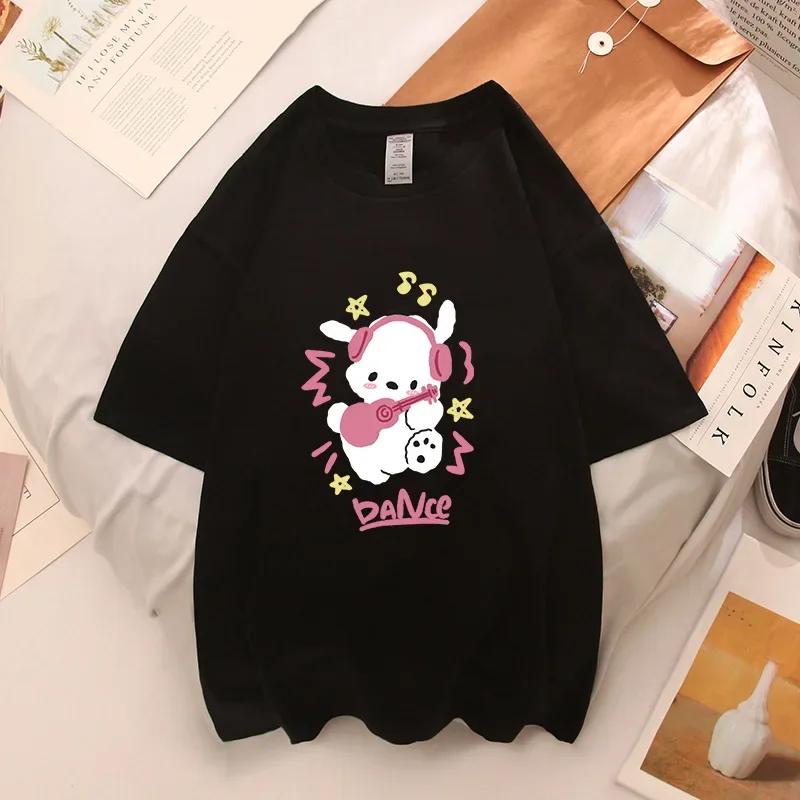 Rock Puppy Couple Clothing Rabbit Kawaii Women's T-shirt Y2k Fashion Blouse Harajuku Streetwear Cat Print Tops Women Clothing