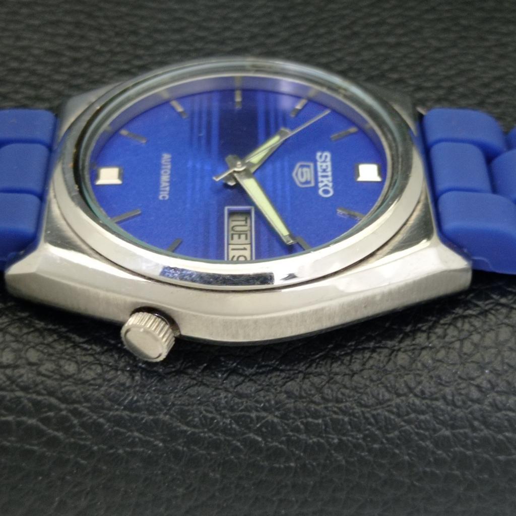 JAPAN VINTAGE SEIKO 5 AUTOMATIC 7009A MENS BLUE COLOR DIAL WATCH a701514-5 R206b-a701514