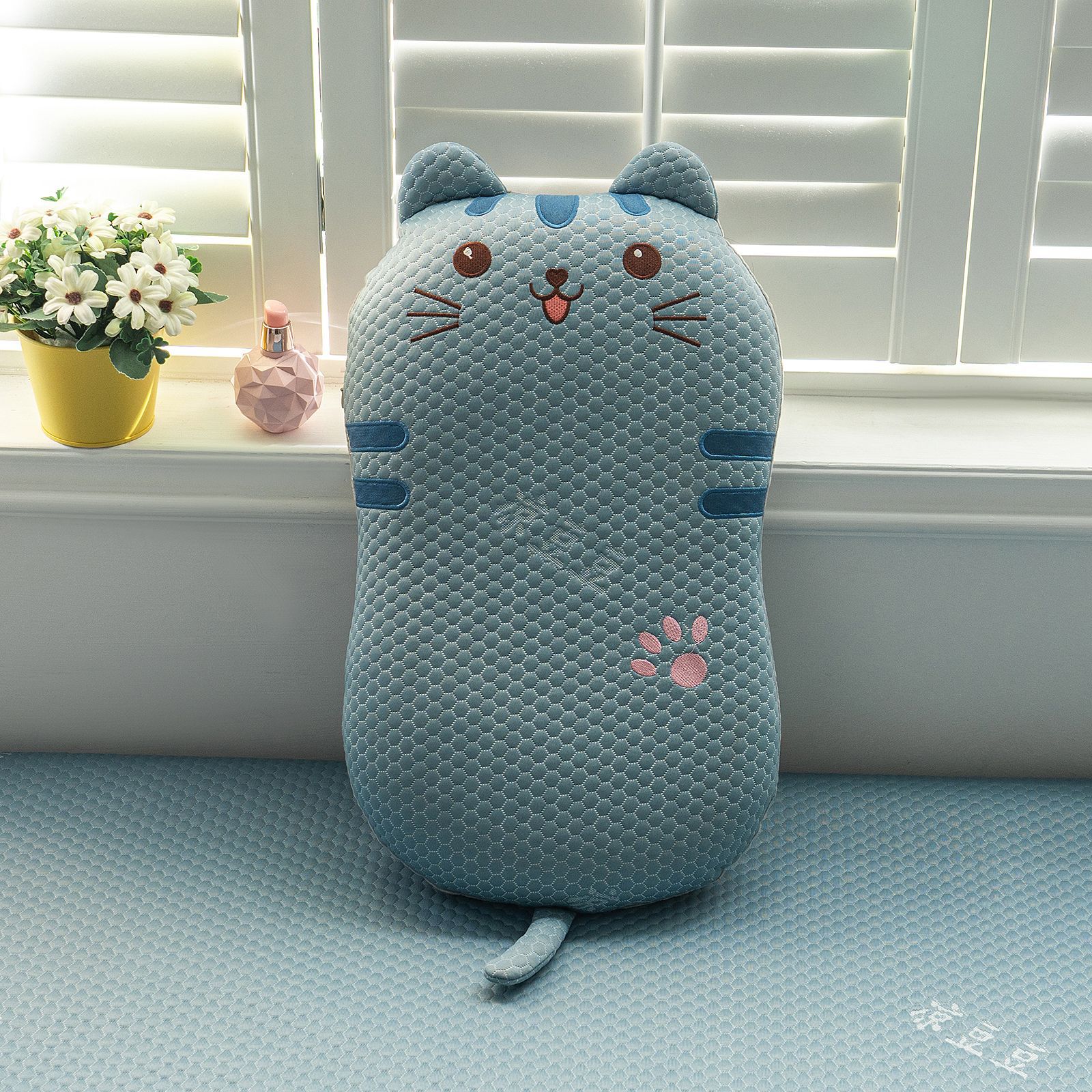 Чехол на подушку «Кошачий живот» из хлопка с эффектом памяти Чехол на подушку «Кошачий живот» для школьников Чехол на подушку «Кошачий живот» для детей 35x55cm синий