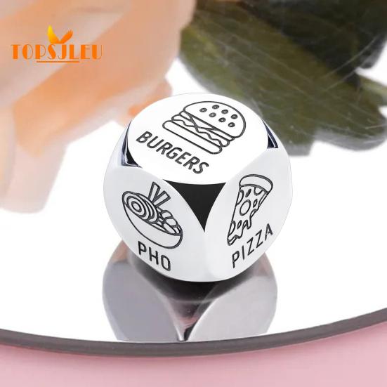 Food Decision Dice Stainless Steel,Date Night Meal Decision Maker,Valentines Day Movies Decision Dice for Couples