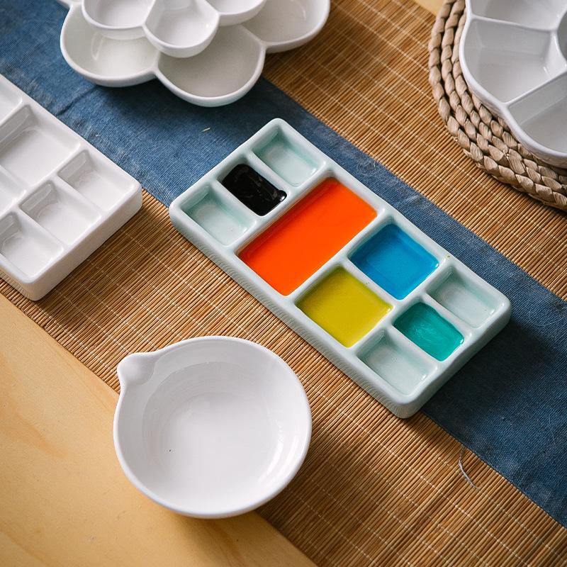 Keramik-Mehrfachnapf-Palette für Aquarell- und Gouachefarben für Kunststudenten