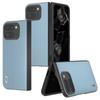 ABEEL For Google Pixel Fold 2 Case Genuine Cow Leather PC Phone Cover Black Edge