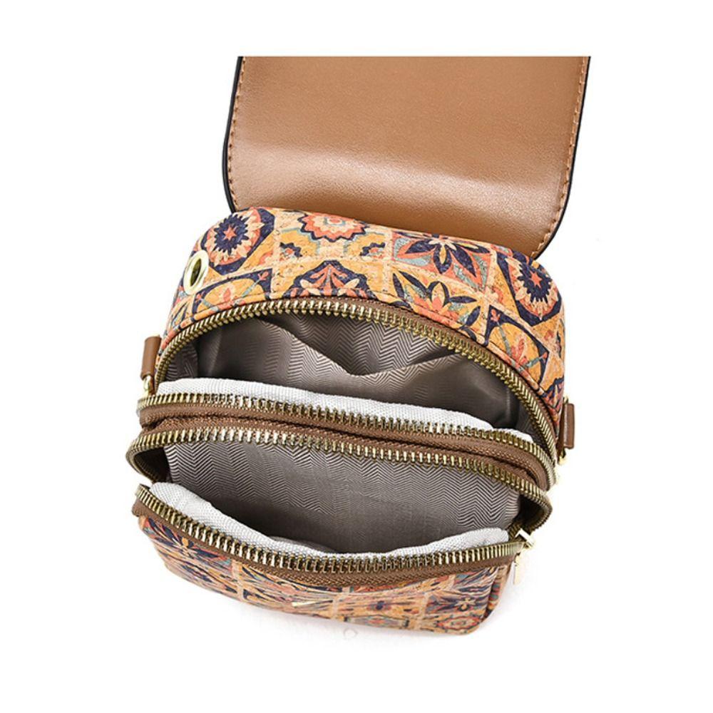 Women Fashion Bohemian Style Printed Phone Bag PU Leather Versatile Single Shoulder Bag Ethnic Style Luxury Handbag For Ladies