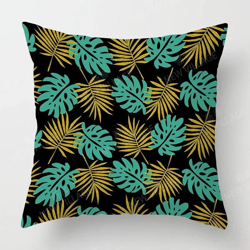 Nordic Fall Home Decor Autumn Throw Pillow Case Sofa Cushion Cover Modern 45X45Cm 45*45 50X50 60X60Cm 40*40Cm Leaf Plant Green