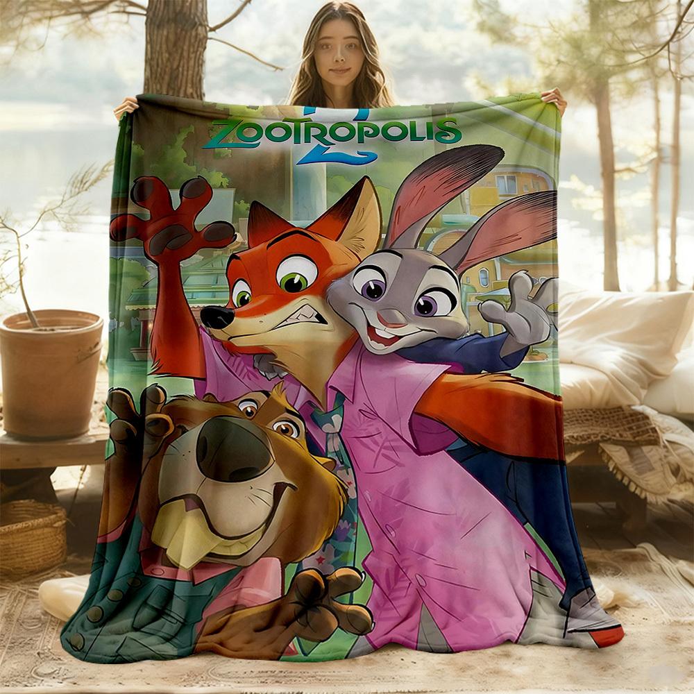 1pc Zootopia Outdoor Blanket Lightweight Flannel, All-Season Use for Sofa, Bed, Travel, Camping, Living Room, Office, Couch034