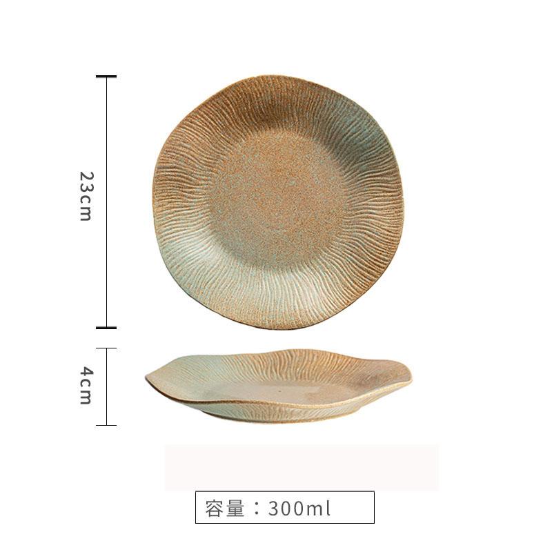 Kiln Changes Retro Ceramic Deep Plate Irregular Salad Plate Pasta Plate Dessert Plates Hotel Molecular Cuisine Tableware