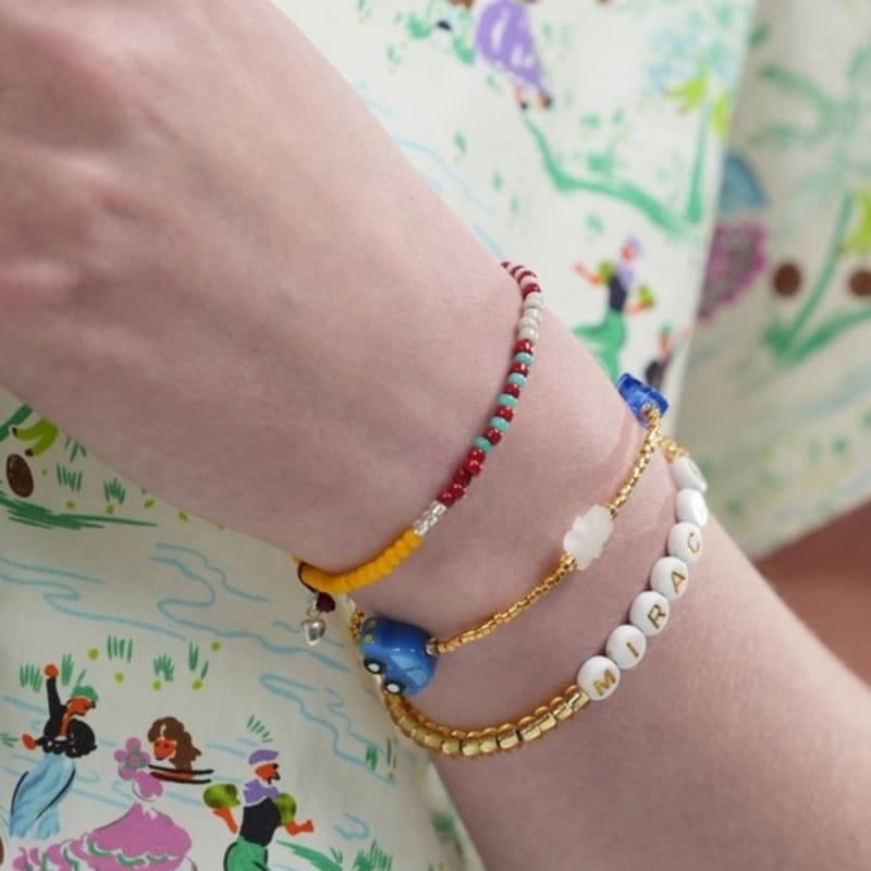 BONBEAU Awesome color line glass beads Bracelet Color mix glass beads banding bracelet