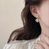 Pearl Stud Earrings - Natural Freshwater, Geometric Diamond Design, Elegant Retro Style Jewelry