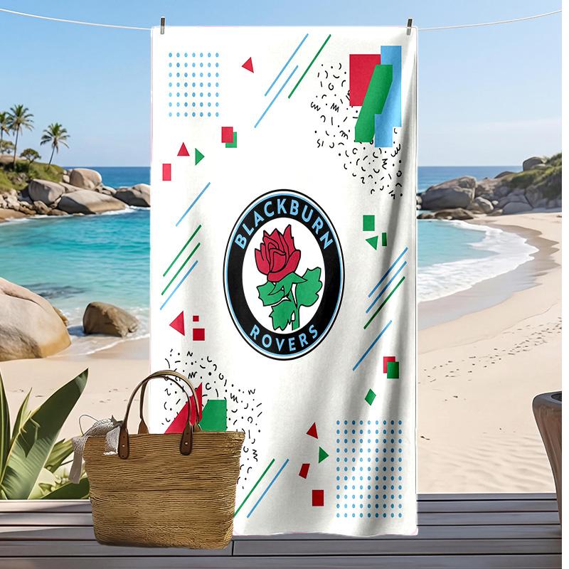 Blackburn Rovers Fußball Print Strandtuch, Großes Weiches Schnelltrocknendes Handtuch für Strand Camping Schwimmen