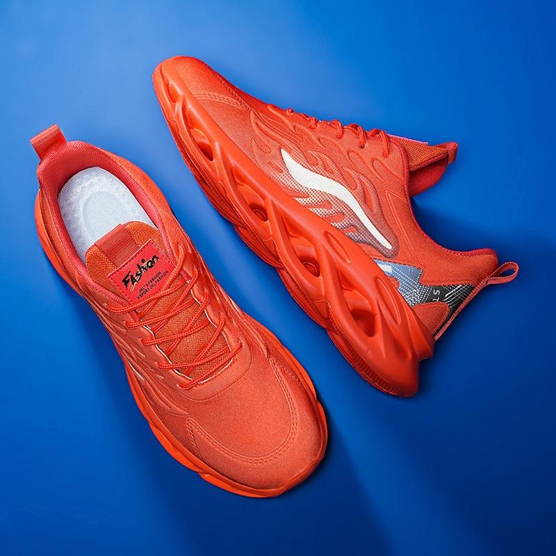 Herren Slip-on Sneaker mit Klingensohle Atmungsaktives Strickmaterial Rutschfest Stoßdämpfend Freizeit-Sportschuhe