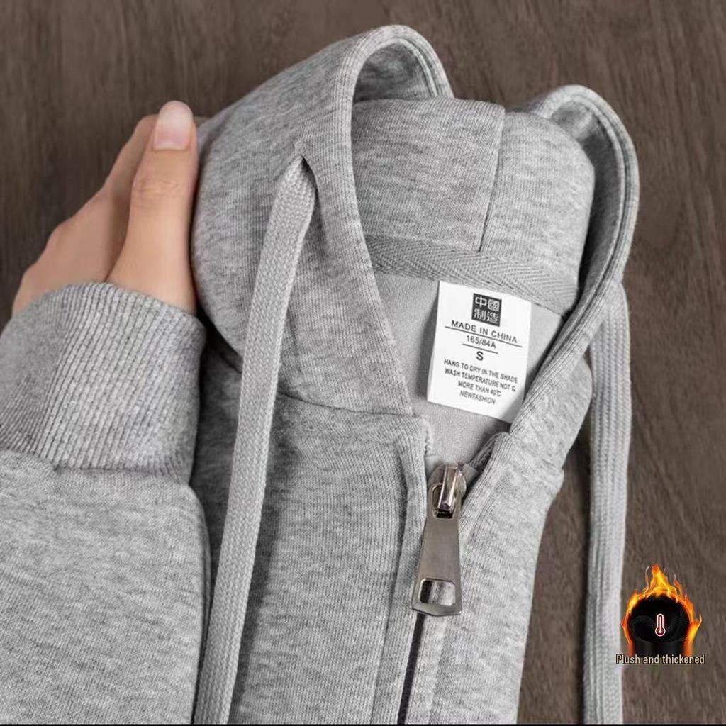 Unisex Retro Oversize Reißverschluss Hoodie, Mit Samt gefüttert, Herbst/Winter Sportbekleidung Cardigan