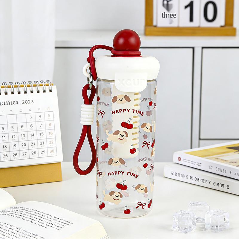 Portable Cute Cartoon Straw Cup with Large Capacity & Tea Compartment 600ml