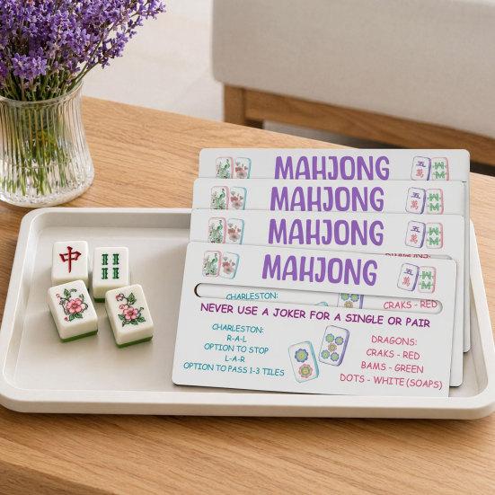 4 Pcs Mahjong Line Reader, American Mahjongg Scoring Card with Rules, Sliding Line Guide for NMJL Card, Rummy Tile Tracker