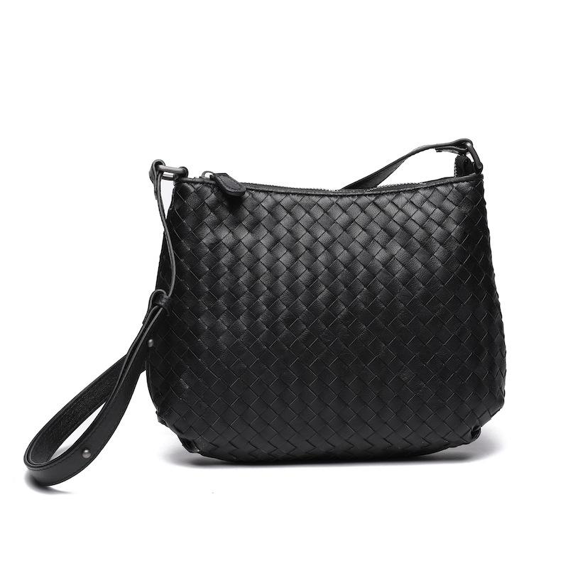 Cross Border Trend New Woven Women's Bag Top Layer Sheepskin Hand Woven Fashionable Single Shoulder Diagonal Cross Dual-use Woven Bag For Women