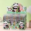 12pcs Cartoon Panda Box Press Pen Cute Metal Pen Clip Press Neutral Pen Black Signature Pen ST0.5mm Black Back To School Season