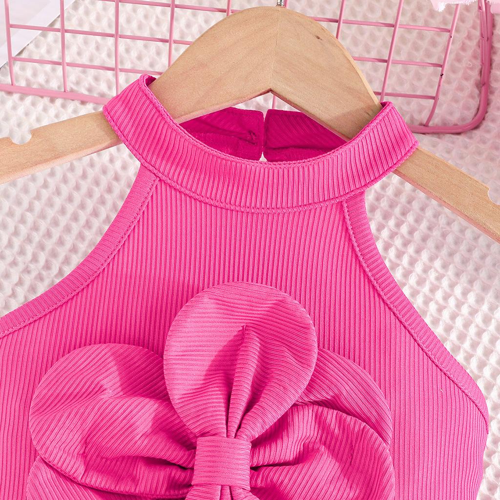 Infants Clothes Fashion Vest Flowers Top + Shorts Two-Piece Set For Baby Girls Halter Neck Shirt Sets