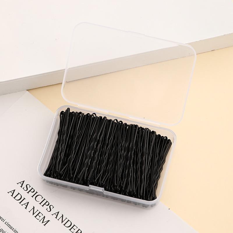 Lot de 150 épingles à cheveux en forme de A, simples, en acier noir, avec plaque invisible, pour fixation des cheveux