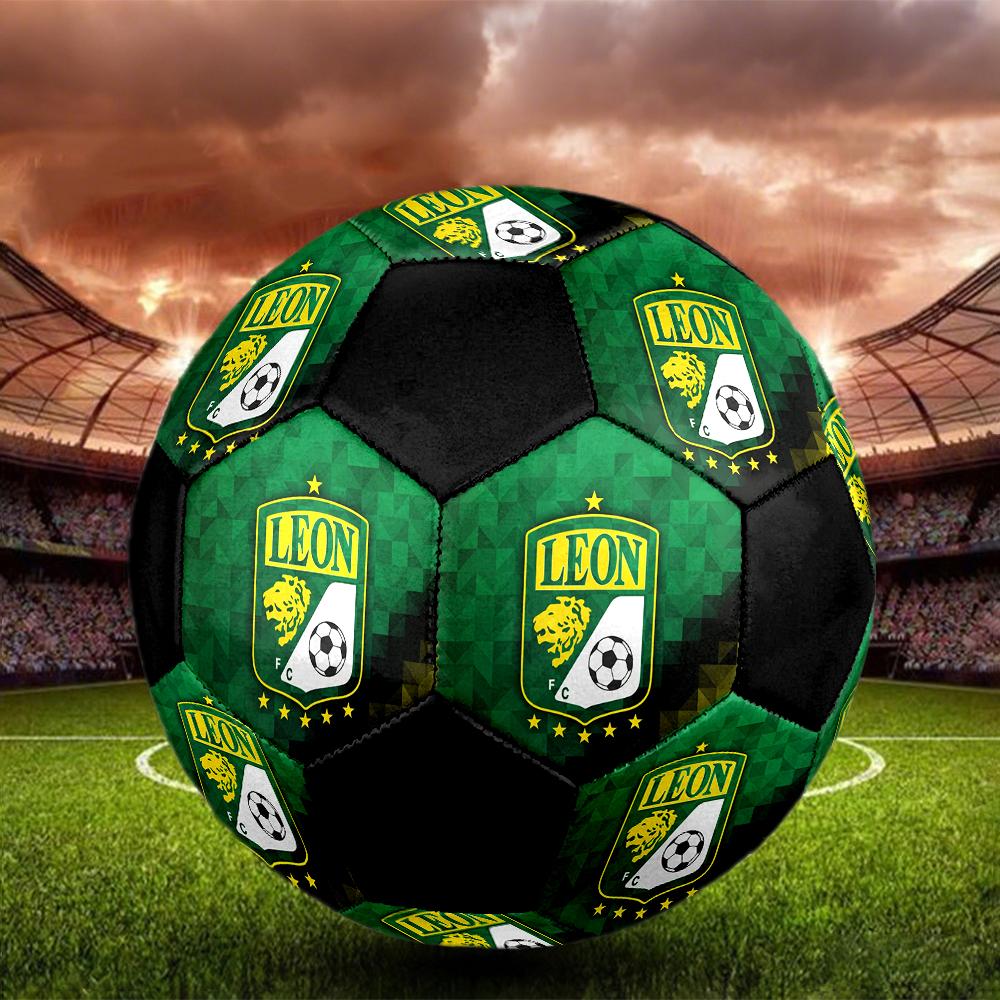 SIZE 5 León FC Soccer Ball Colorful All Ages Machine Stitched PVC Competition Ready Durable High-Bounce