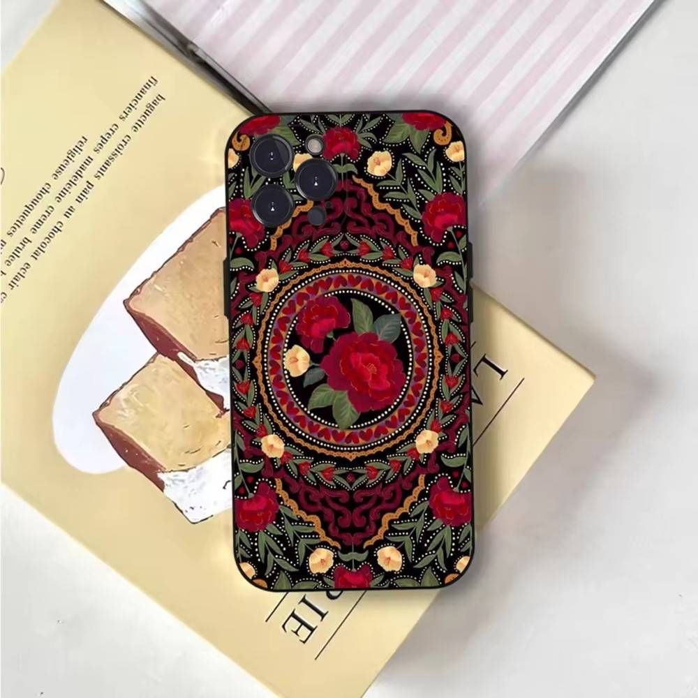 Persian Carpet Floral Pattern Phone Case Phone Case For iPhone 16,15,14,13,12,11,Pro,X,XS,Max,XR,Plus,Mini Soft Black Cover
