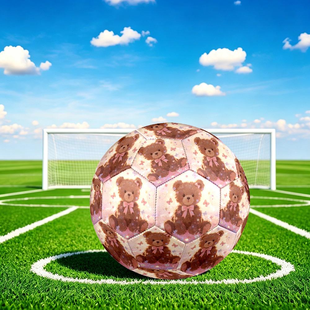 1pc Teddy Bear Fantasy Theme Soccer Ball Football, Size 5, Lightweight PVC, Outdoor Training Soccer Ball,Gift C6540