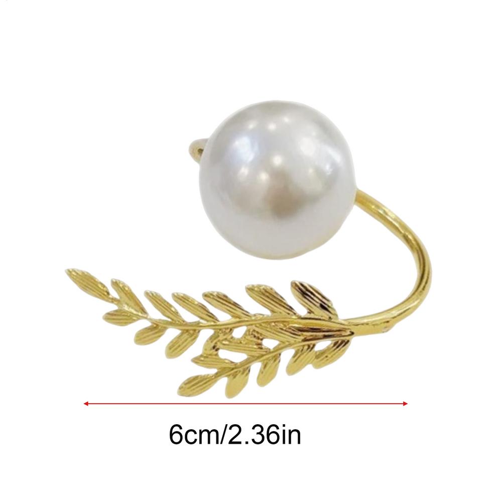 Pearl Napkin Rings 6 Pieces Table Buckle Decorations Gold Pearl Serviette Ring Buckle For Wedding Christmas Halloween Home