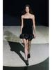 Winter Velvet Strapless Short Dress with Puffy Skirt