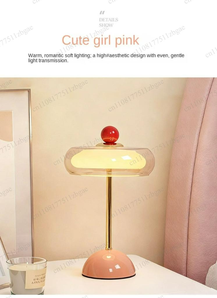 Vintage Dimmbare Glas Tischlampe Mid-Century Stil Ambient Schreibtischlampe für Schlafzimmer Nachttisch Arbeitsplatz Schreibtisch Heimdeko Beleuchtung