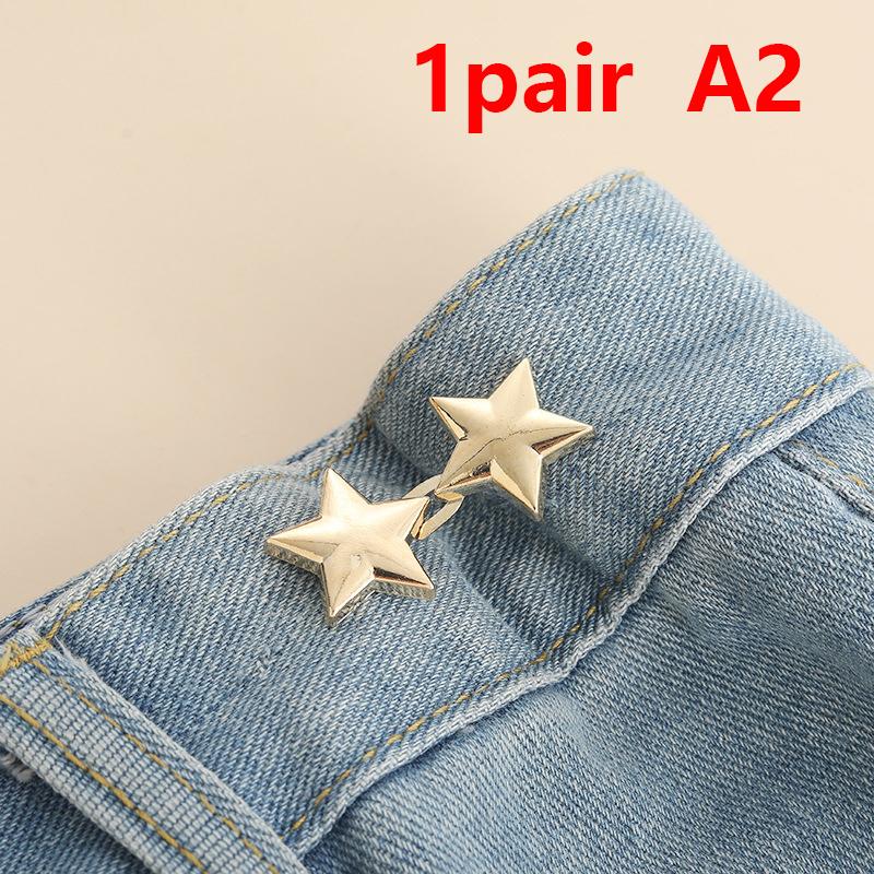 1 Pair Jeans Button Adjustable Clips For Pant Skirts Waist Tightener Buckle Snap Button Adjuster Pants Pin Retractable Button