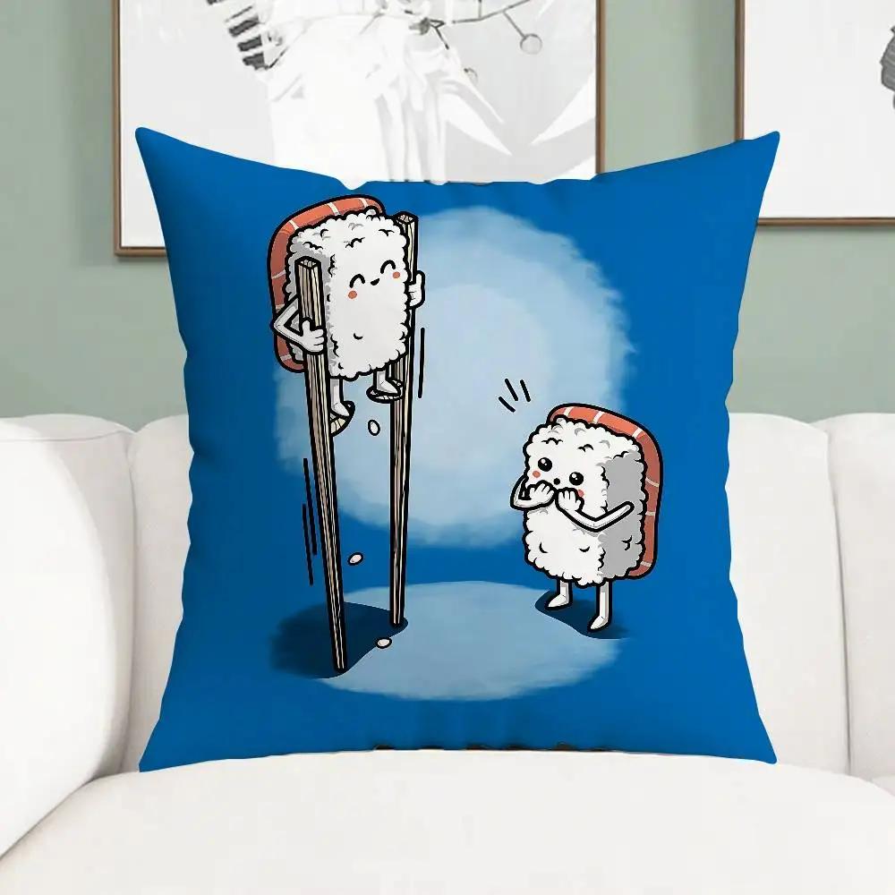 Cartoon Schattig Sushi Kussenhoes Sierkussenhoes Scandinavische Vintage Stijl Kussenhoezen Woonkamer Sofa Bank Zitdecor