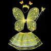 4Pcs Fairy Princess Children Costume Sets Butterfly Wings Wand Headband Tutu Skirt