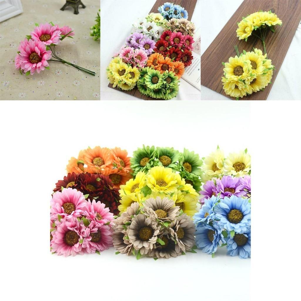 Lifelike 6pcs Artificial Gerbera Daisy Fake Silk Flower For Elegant Wedding Decor
