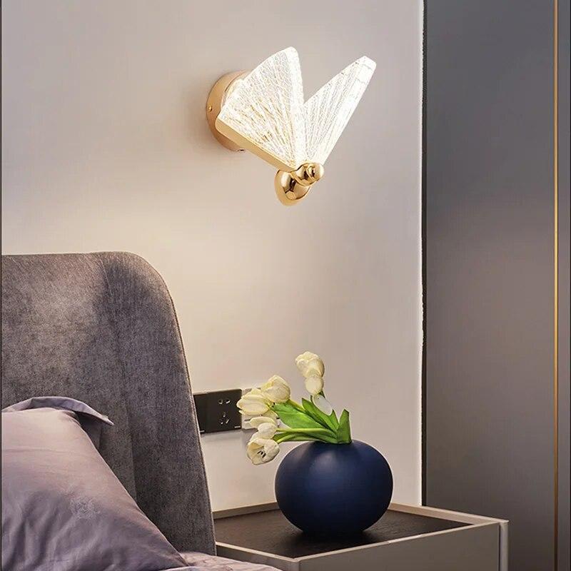 LED Butterfly Wall Lamp Nordic Indoor Lighting Modern Light Bedside Bedroom Christmas Home Decoration Wall Lamps