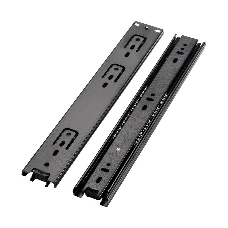 Three-Section Silent Damping Drawer Slide for Computer Desk Keyboards, Cold Rolled Steel Track Rails.