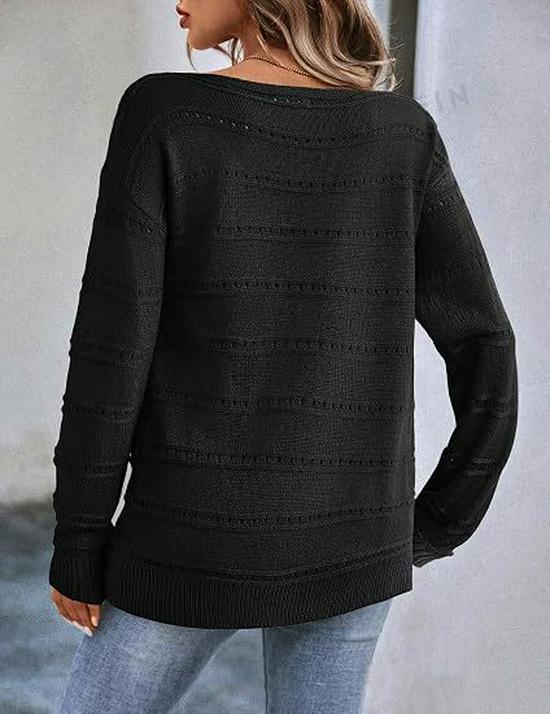 2026 Autumn/Winter European & American Loose Round Neck Knit Sweater, Women's Long Sleeve Solid Color Versatile Pullover