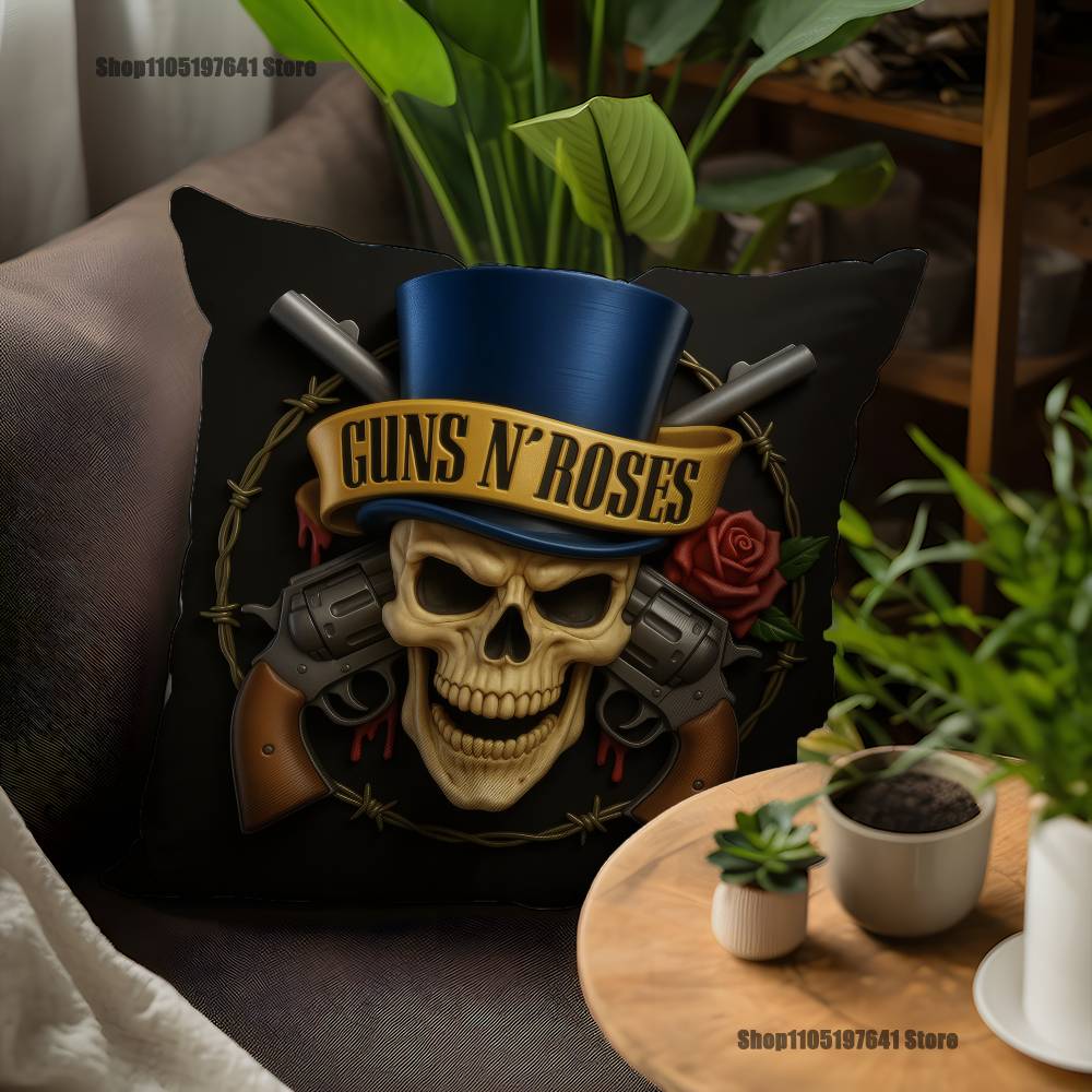 Band G-Guns N Roses Pillow Case For Sofa Decor Car Office Room Printing Cushion Cover Decorations and Protector