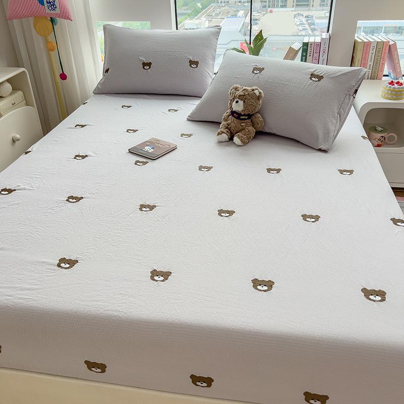 New Style Fitted Sheet Single Piece Embroidered Design Fitted Sheet Cover All-inclusive Non-slip Sheets Dormitory Single Fitted Sheet