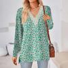 Womens Tops Loose V-neck Contrast Color Split Loose Long Sleeve T-shirt Women's Tops