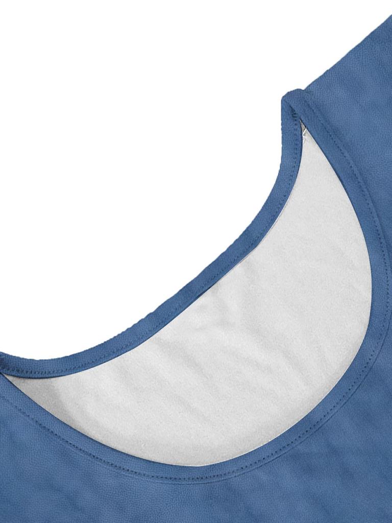 Přeshraniční ležérní modré šaty s dlouhým rukávem a potiskem imitujícím denim