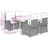 5 Piece Outdoor Dining Set with Cushions Light Grey Poly Rattan