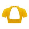 Girls Shiny Sequins Adorned Mock Neckline Short Sleeve Mesh Patchwork Crop Top Cutout Back Dance Top