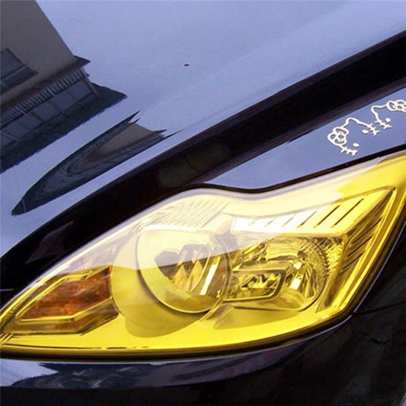 Golden Yellow Light  PVC Car Headlights Taillight Film Fog Stretchable Auto Taillight Tint StickersCar Light Film Car Styling