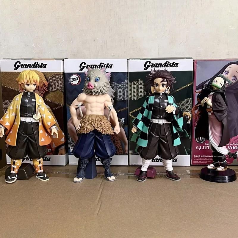 24cm Animation Ghost Blade Ros Series Protagonist Group Large Doll Hand-Made Model Kamado Tanjirou Kamado-Nezuko Ornaments Toy G