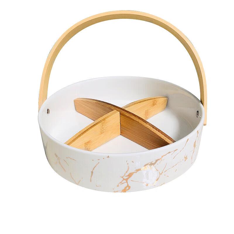 Nordic Style Ceramic Compartmented Snack Plate with Lid