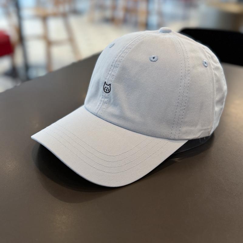 Sweet and Cute Kitten Head Embroidery Big Head Circumference Baseball Cap Female Spring and Summer New Face Small Wide Brim Cap Male