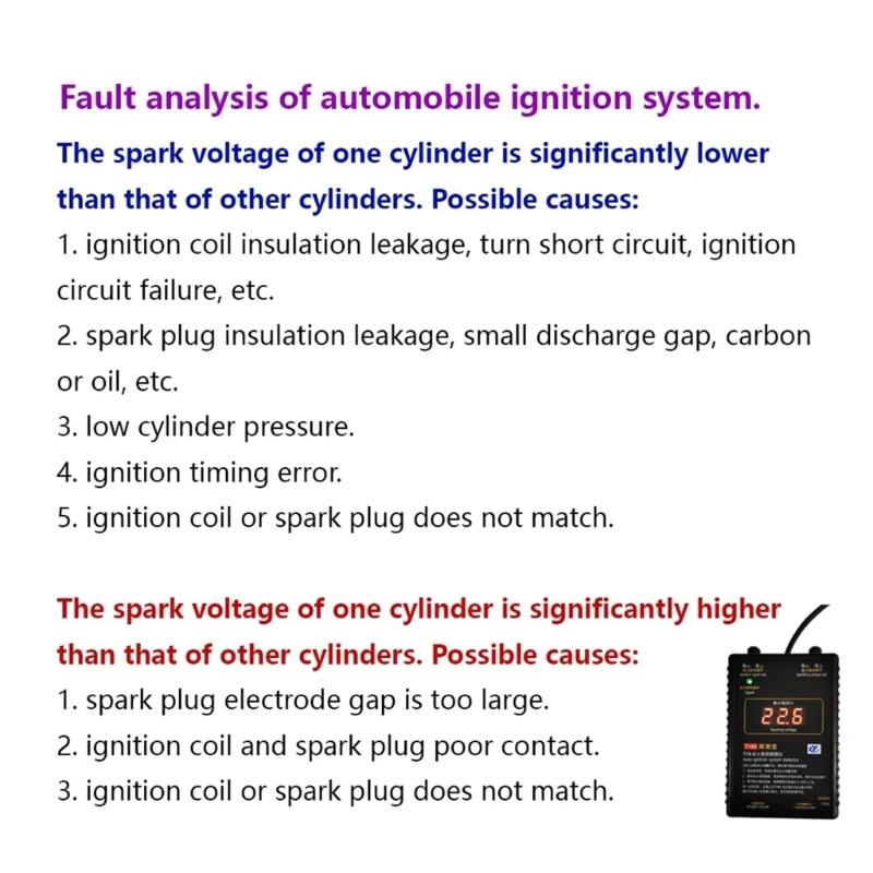 Engine Coils Tester T100, Comprehensive Car Ignition Systems Diagnostic Device Battery Voltage Checking for Professional