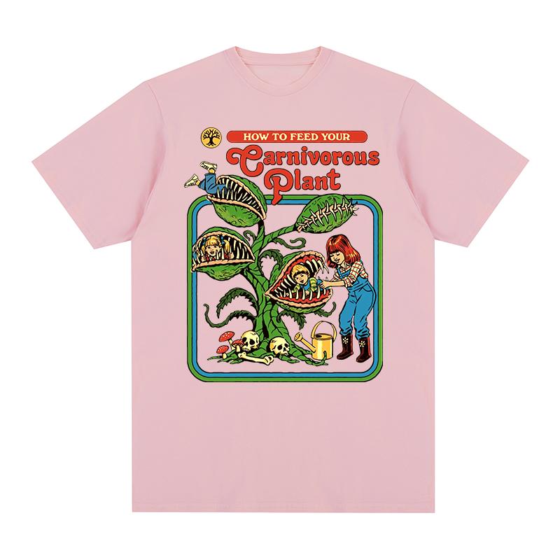 Carnivorous Plant Vintage Tshirt Pure Cotton Breathable Unisex T Shirt Summer New Fashion Unisexs Unisexs Tshirt Streetwear