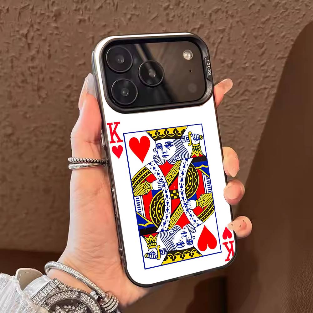 Poker playing cards Phone Case For iPhone 17 16 15 14 13 12 11 Pro Max Plus Silver candy Matte Cover
