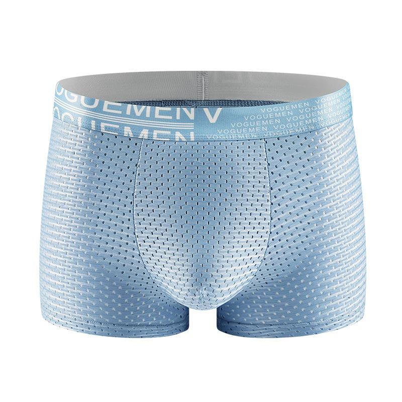 

1 шт., мужское подарочное новое нижнее белье для мужчин, тонкие трусы, трусы большого размера без следов, спортивные дышащие боксеры из ледяного шелка 4XL светло-синий