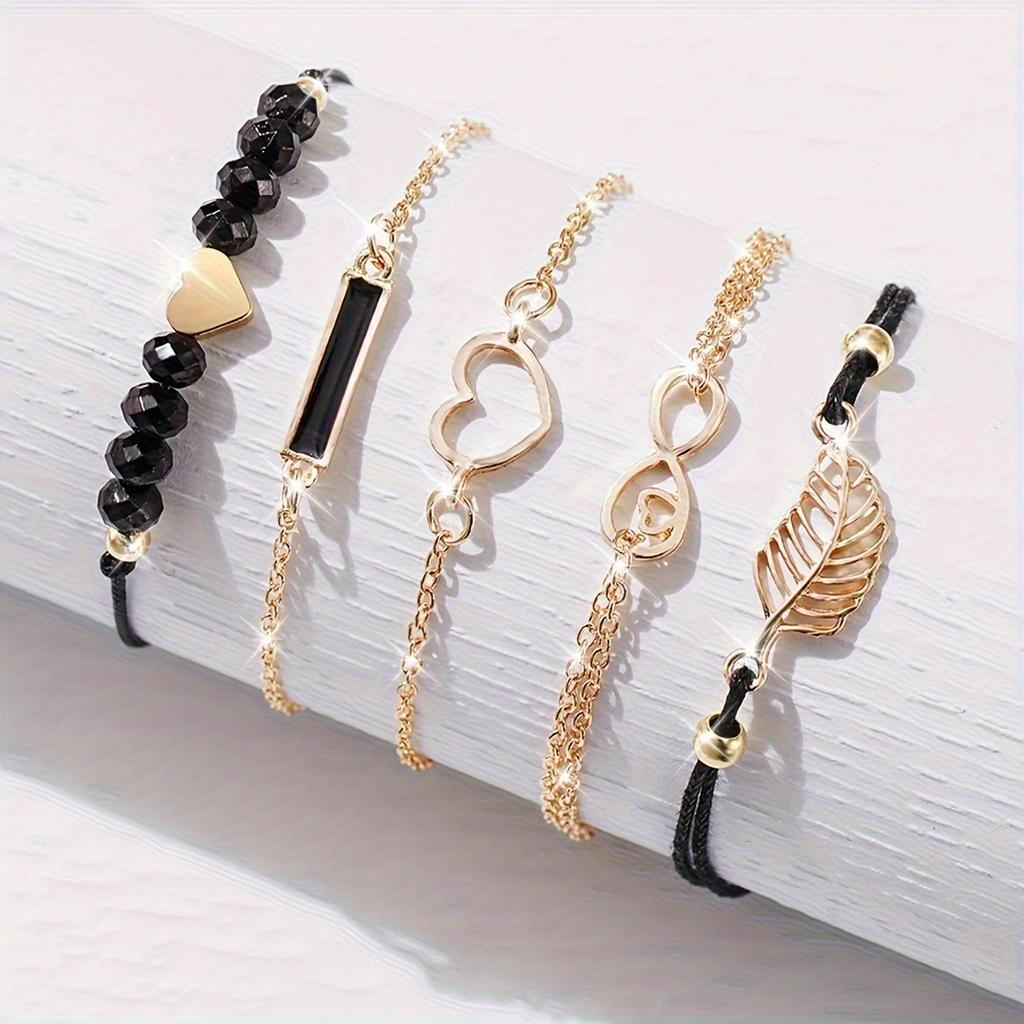 Women's Watch Bracelet Set Fashion Hollow Dial Leather Band Quartz Watches(Without Box)